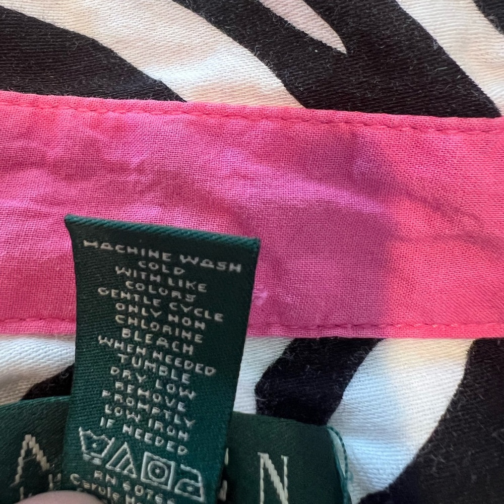 LAUREN RALPH LAUREN black-and-white zebra with pink detail night, shirt, size XL - Picture 4 of 5